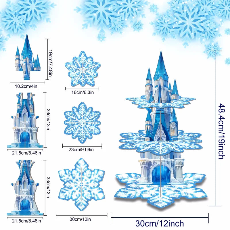 3-Tier Snowflake Cake Stand for Winter Birthday Party Dessert Display