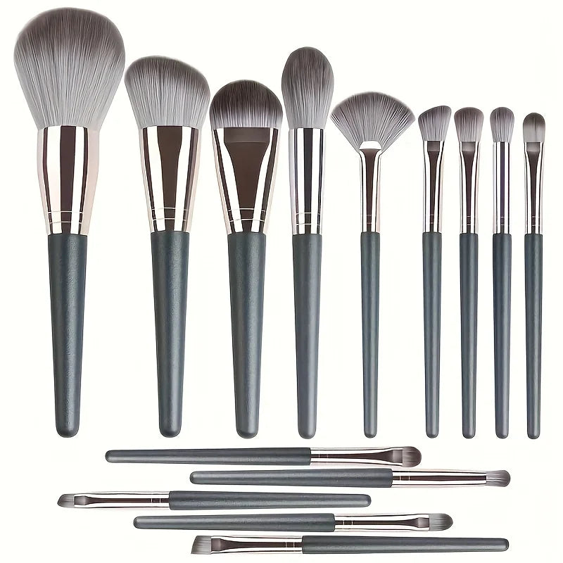 14-Piece Makeup Brush Set with Full Face & Eye Detail Brushes - Soft & Professional