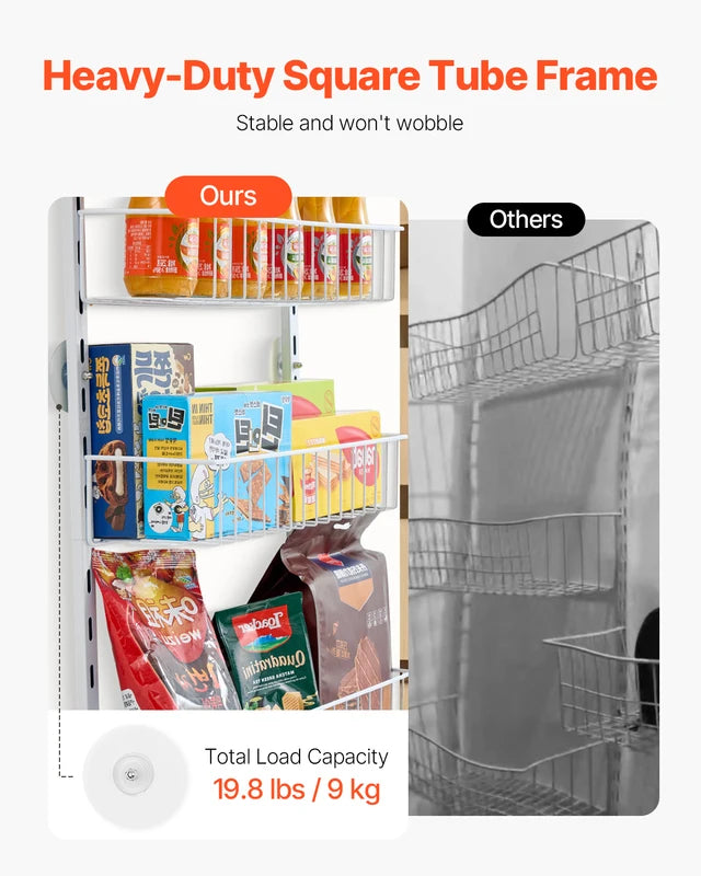 Heavy-Duty Over the Door Pantry Organizer with Adjustable Steel Shelves - Multi-Color