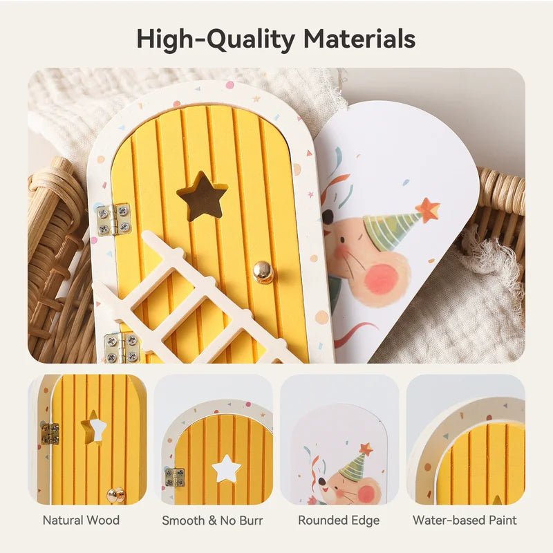 Baby Wooden Dollhouse Miniature Fairy Elf Door Wall Decoration Craft Ornament Gift