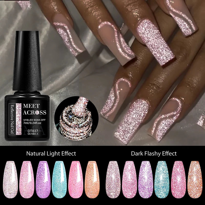 Reflective Glitter Gel Nail Polish - Semi-Permanent 7ml UV & LED Soak Off Varnish
