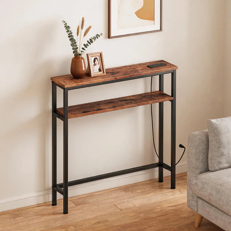 Slim Console Table with Power Outlets and USB-C Charging Station for Living Room