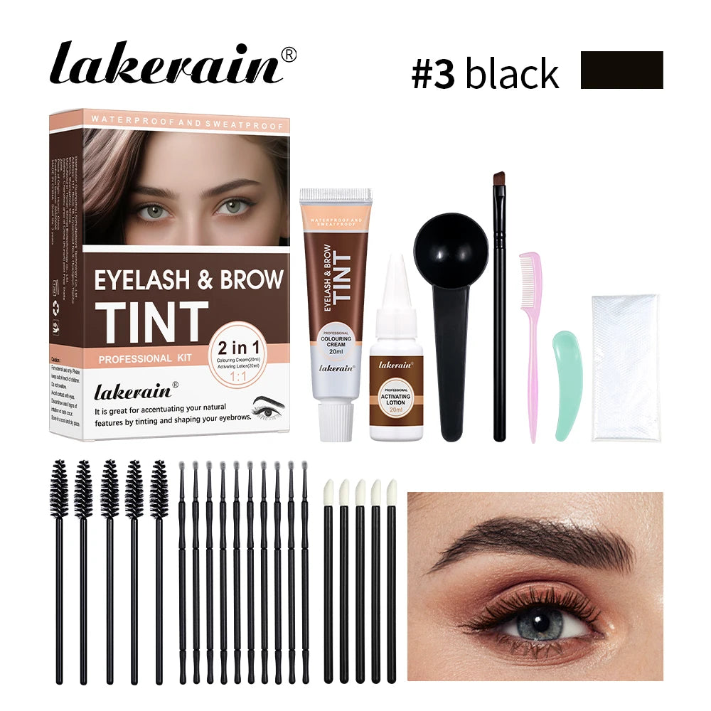 Professional Waterproof Eyebrow Tint Dye Kit Long-Lasting Semi Permanent Home Use