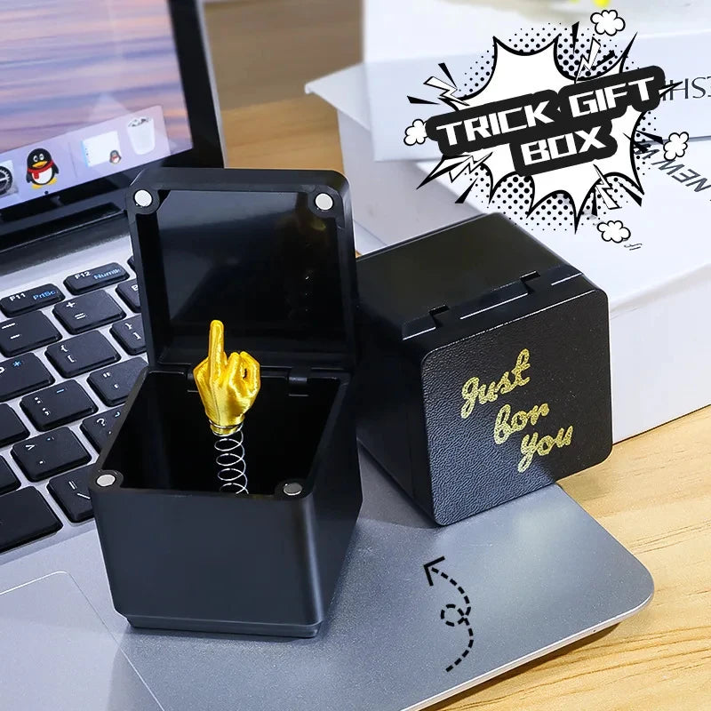 Funny Middle Finger Prank Gift Box for Christmas Office Desk Decor
