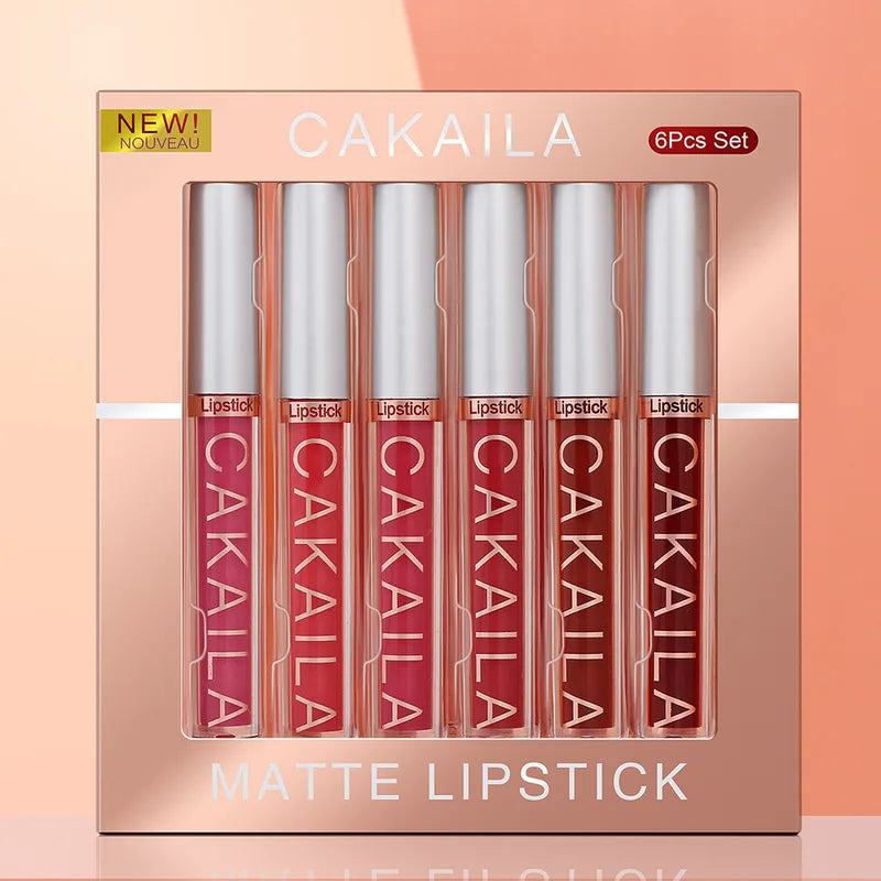 6-Color Liquid Matte Lip Gloss Set Waterproof Long-Lasting Velvet Lipstick