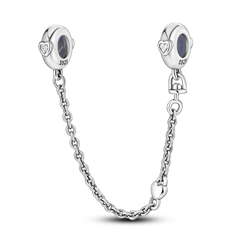 Safety Chain Clasp Clip Charms for Bracelets Sterling Silver Jewelry DIY Accessory