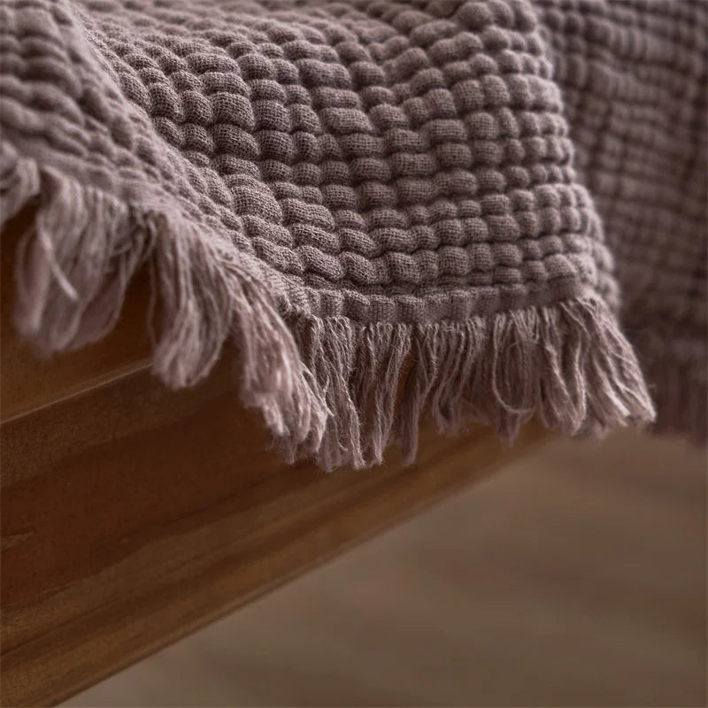 Cotton Blanket with Tassels - Multi-Purpose Sofa Bed Cover & Decor - 200x230cm