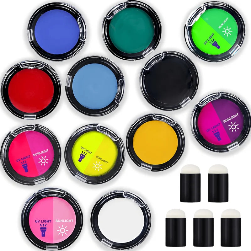12-Color Water-Based Cream Body & Face Paint Set with Color-Changing Effect