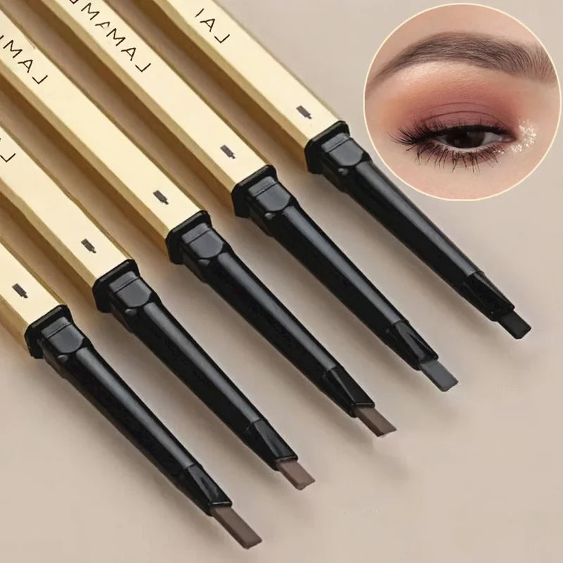 Waterproof Sweatproof Double Head Eyebrow Pencil with Brush - Natural Eye Makeup Tool