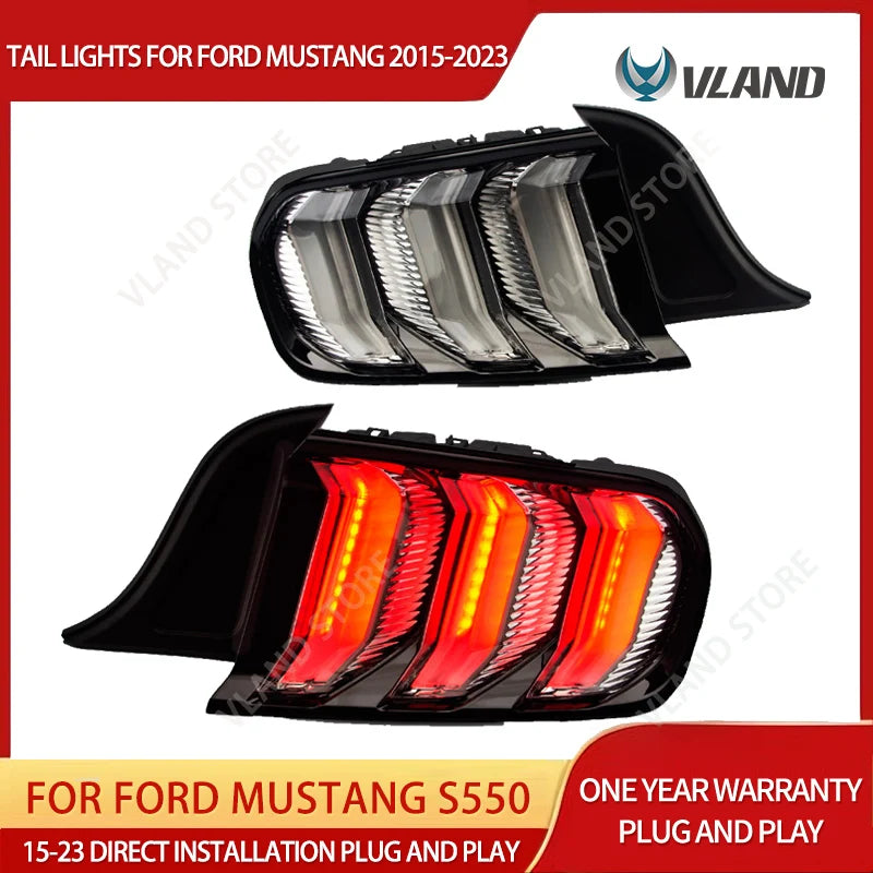 LED Tail Lights for Ford Mustang S550 2015-2023 Sequential Turn Signal Rear Lamps