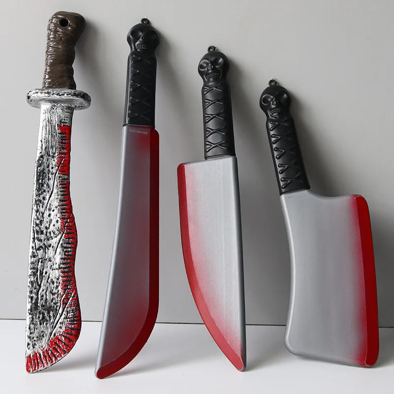 Halloween Bloody Toy Knife Prop for DIY Party Decorations Curved Plastic Knife