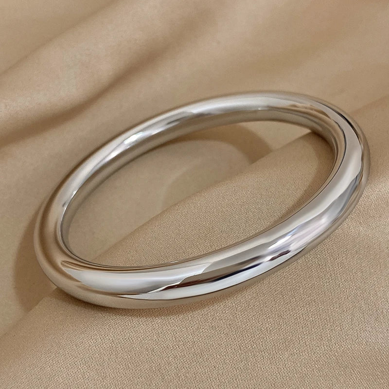 Solid Color Stainless Steel Cuff Bracelet for Women - Waterproof Jewelry Gift