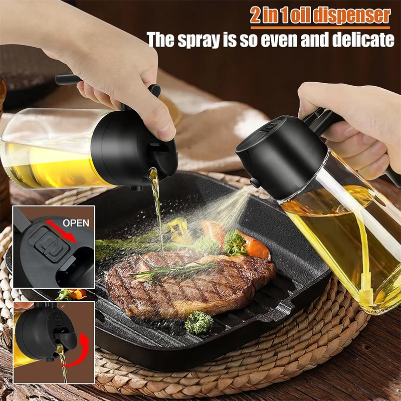 16oz Glass Oil Sprayer and Dispenser Bottle for Cooking Kitchen