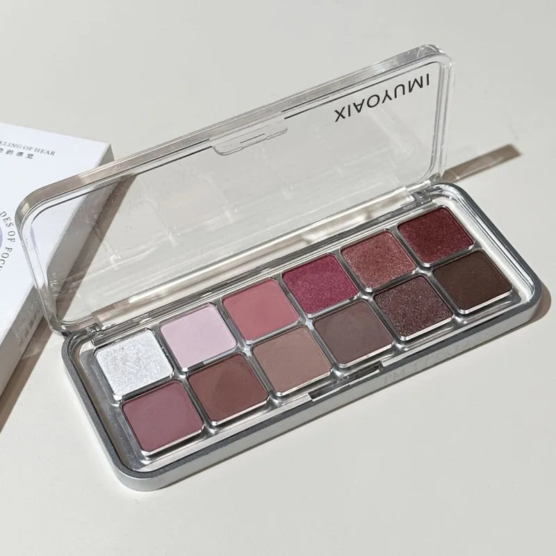12-Color Matte Pearl & Glitter Eyeshadow Palette for Long-Lasting Makeup