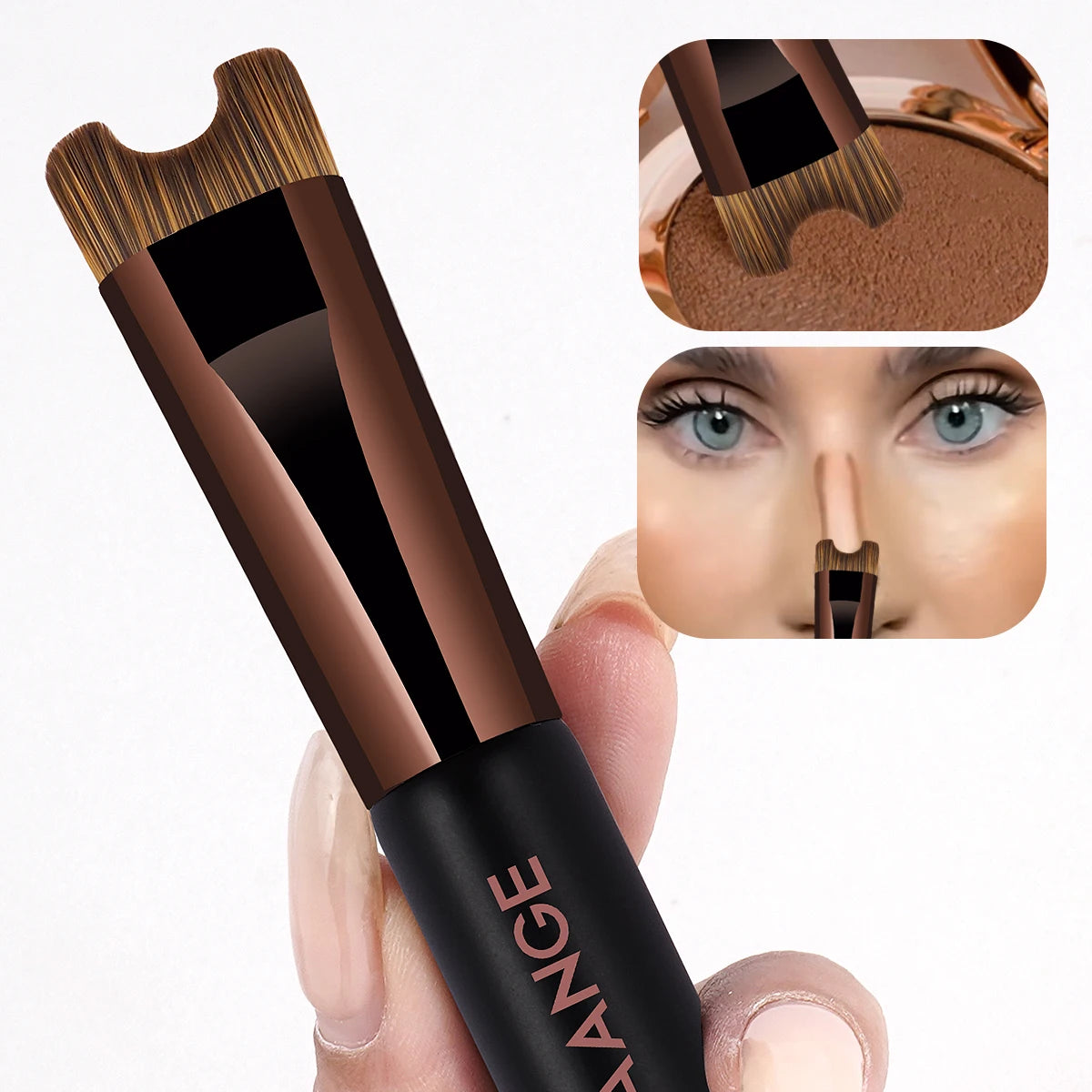 Double Head Makeup Brush for Foundation Contour Nose Facial Application