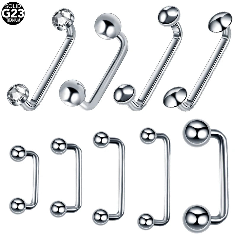Titanium External & Internal Thread Surface Bar Piercing Jewelry 16G 14G