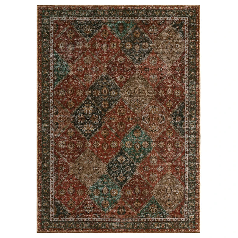 Machine Washable Non-Slip Water-Resistant Rug for Living Room - Vintage Moroccan Low-Pile