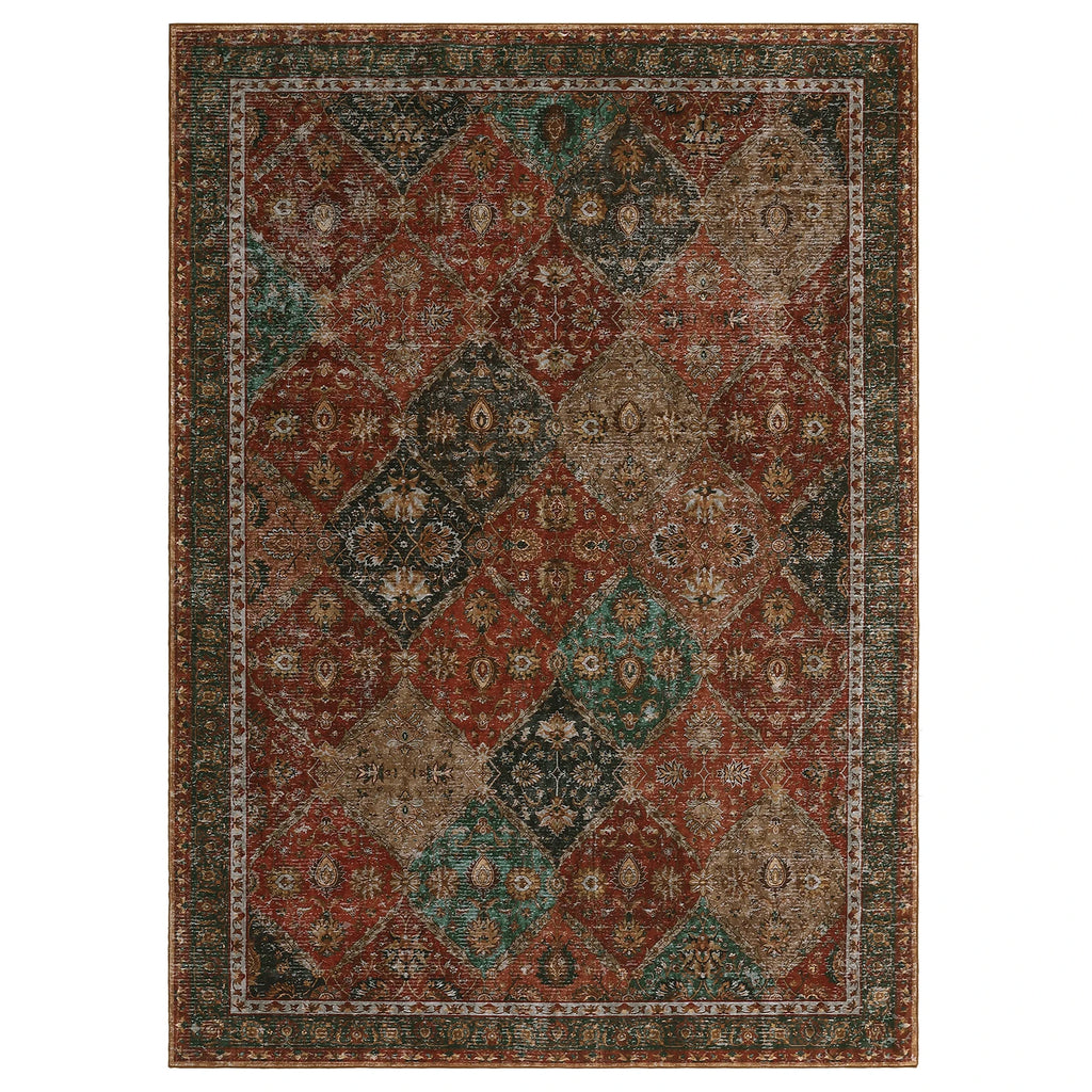 Machine Washable Non-Slip Water-Resistant Rug for Living Room - Vintage Moroccan Low-Pile