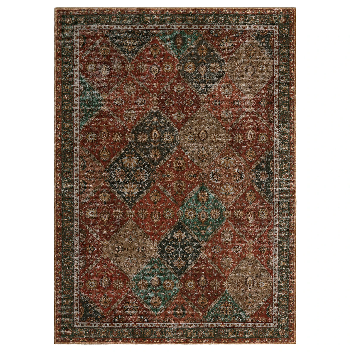 Machine Washable Non-Slip Water-Resistant Rug for Living Room - Vintage Moroccan Low-Pile
