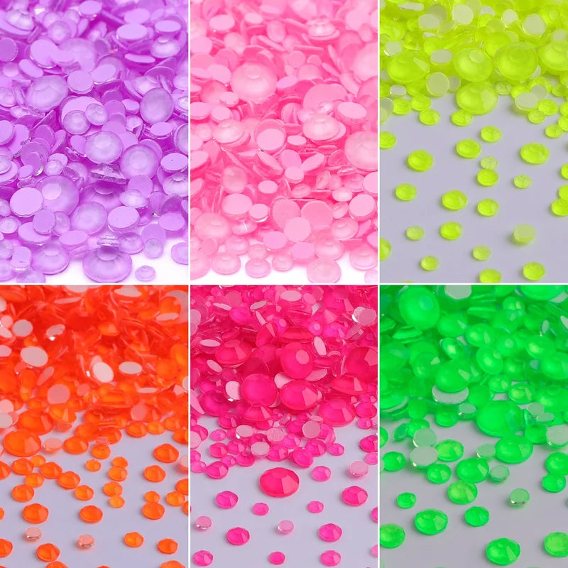 Mixed Size Glass Flatback Rhinestones for Nail Art DIY Crafts 1440Pcs
