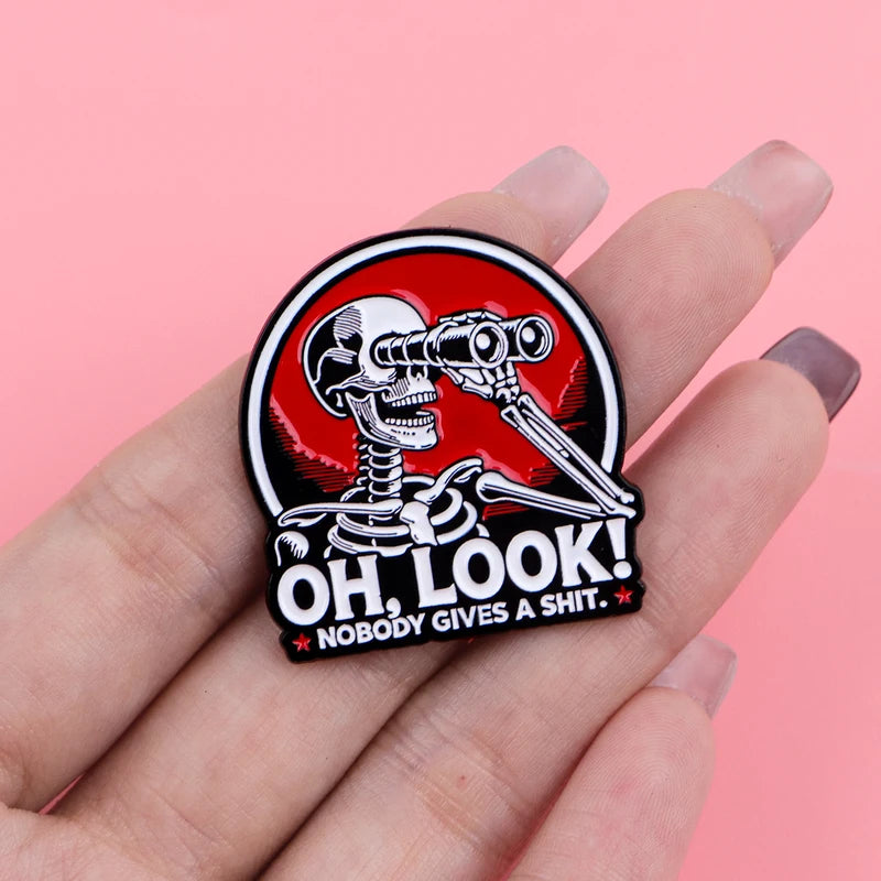 Skeleton Enamel Pin Brooch - Funny Sarcastic Jewelry Accessory for Clothing and Bags