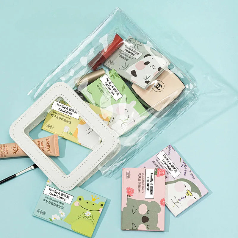Oil-Absorbing Facial Blotting Papers with Fragrance - T-Zone Control, 100 Pieces