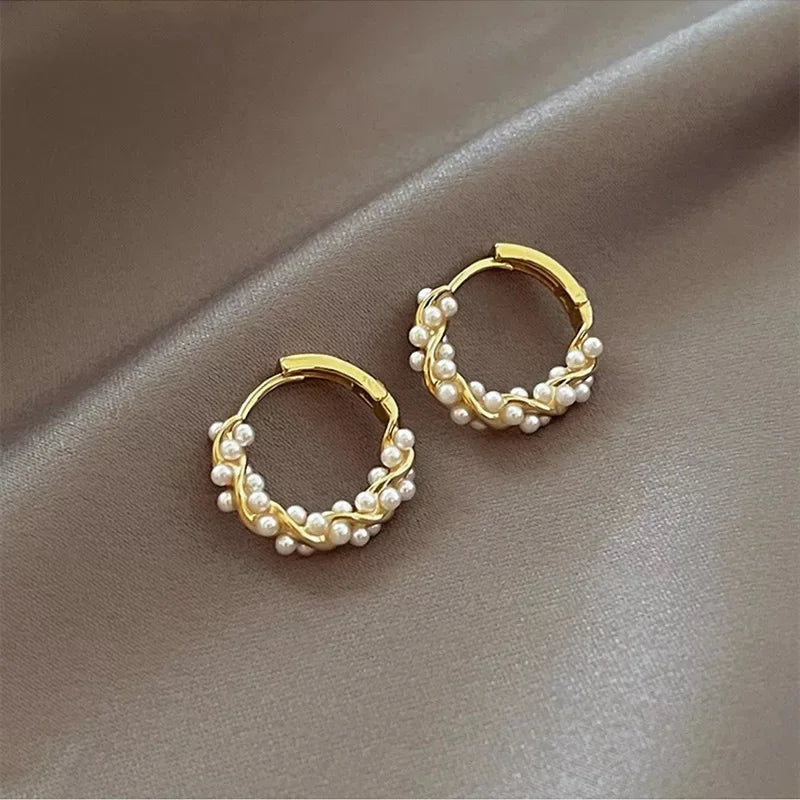 Korean Style Circle Pearl Earrings - Small Versatile Women's Jewelry