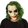 Halloween Clown Mask Latex Joker Costume Mask with Green Hair Wig - Horror Cosplay Prop