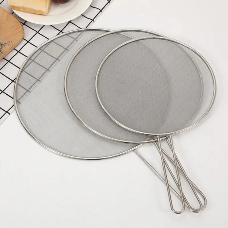 Stainless Steel Splatter Screen Oil-Proof Lid with Spill-Proof Cover for Frying Pan