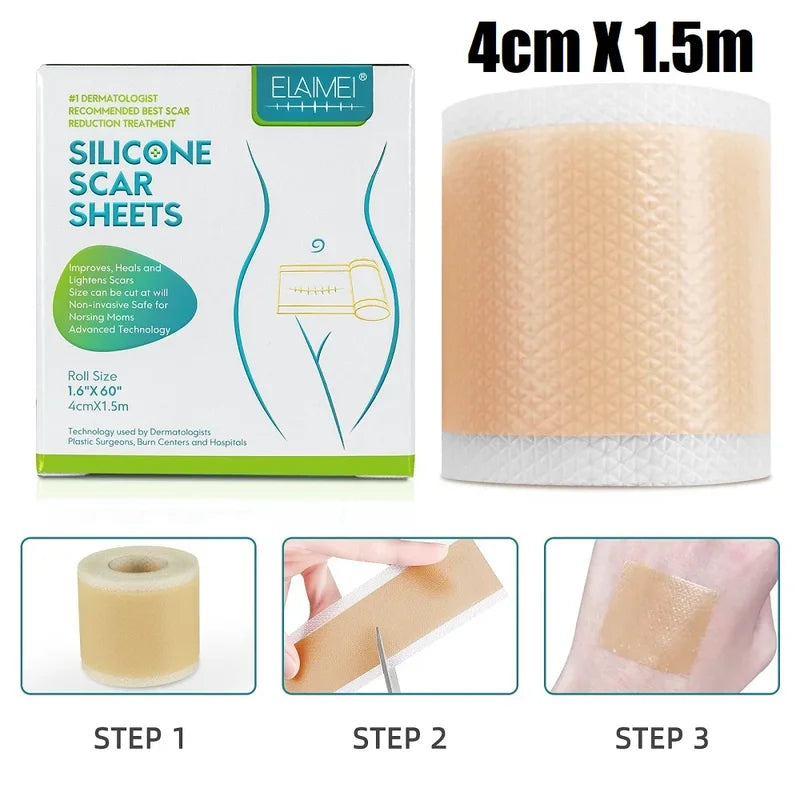 Silicone Scar Cover Tape Self-Adhesive Skin Care Sheets Waterproof Reusable 4cm x 150cm