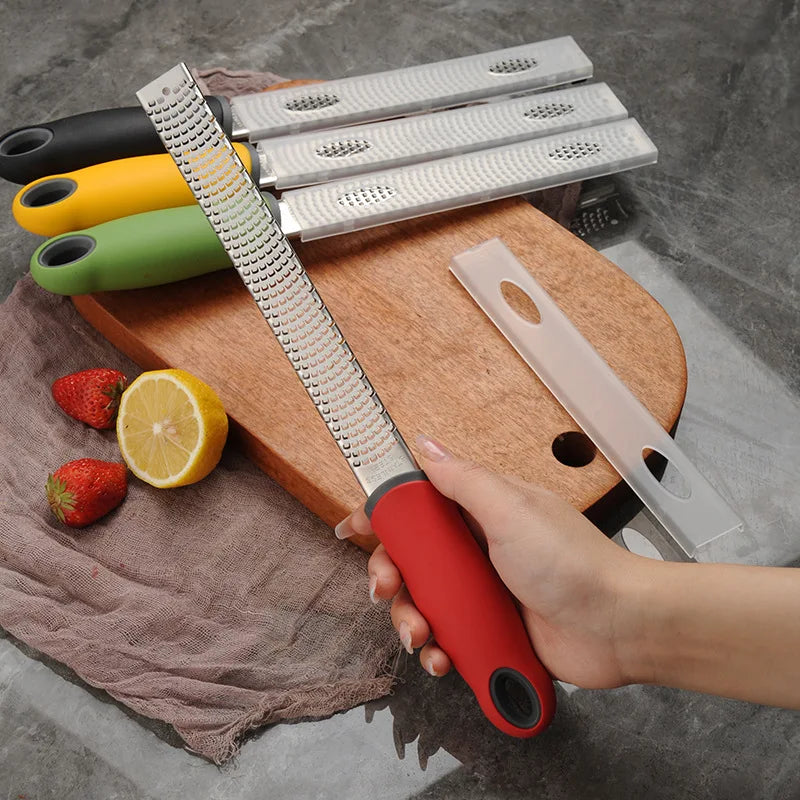 Stainless Steel Fruit Cheese Grater with Safety Cover - Multi-Color Kitchen Tool