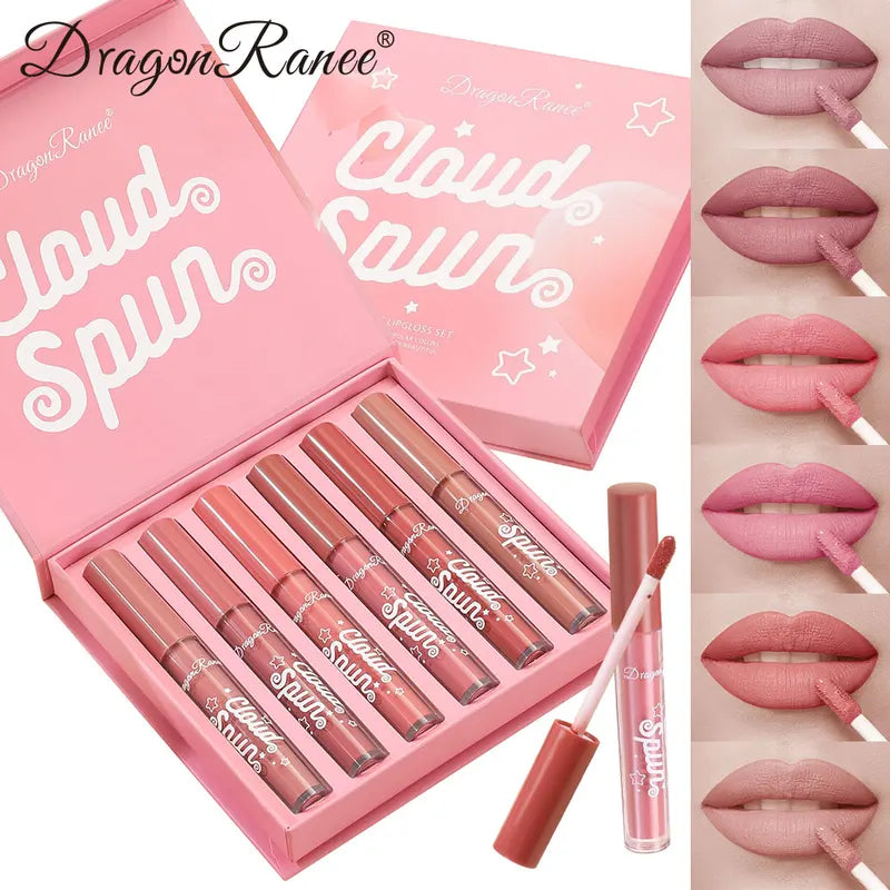 6-Piece Matte Lip Gloss Set - Long-Lasting, Silky, Brightening