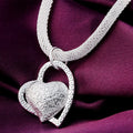 Sterling Silver Double Heart Pendant Necklace 18 Inch for Women Jewelry