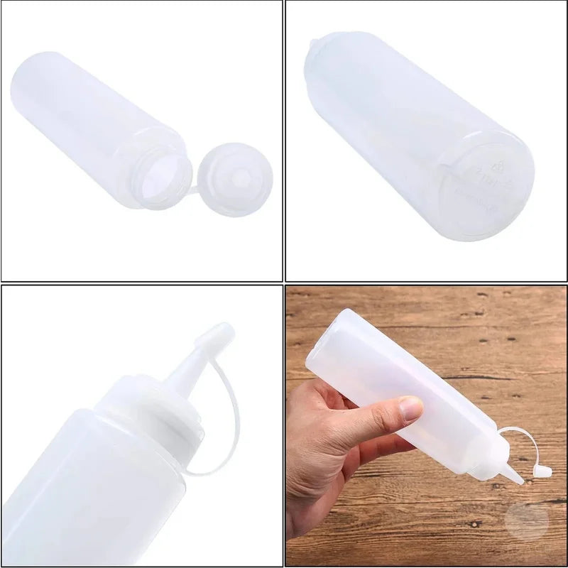 6-Pack 240ml Leak-Proof Condiment Bottles for Ketchup Mustard Oil
