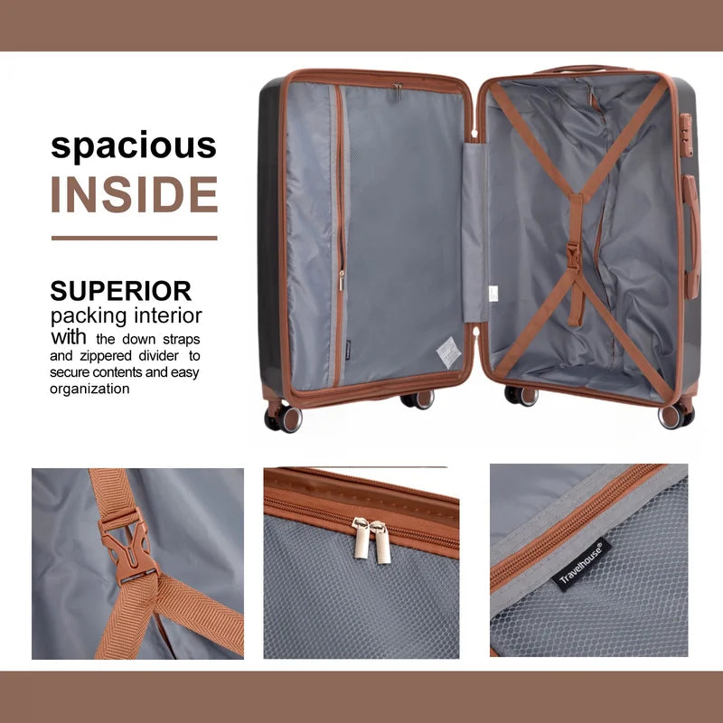 5-Piece Luggage Set with Spinner Wheels TSA Lock Hardcase Travel Suitcases