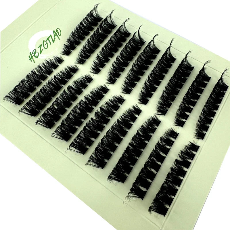 9-Row Fluffy Curl Eyelash Extension Bundle - 60D/80D Cat Eye Style