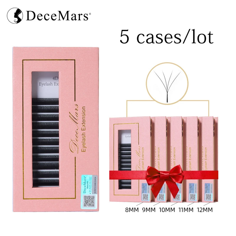 Eyelash Extension 5-Case Set - W Shaped 4D Lashes for Salon & Personal Use