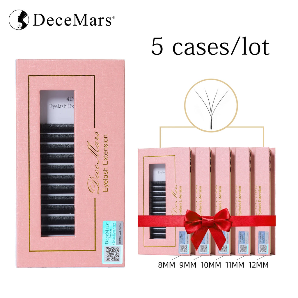 Eyelash Extension 5-Case Set - W Shaped 4D Lashes for Salon & Personal Use