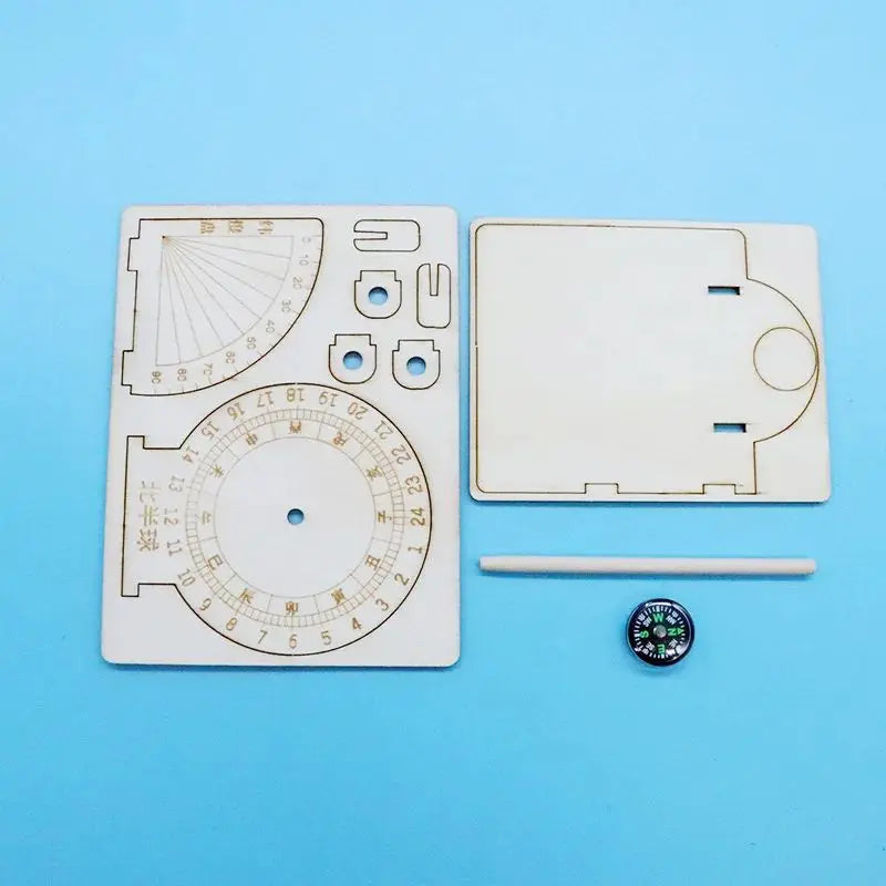 Wooden Equatorial Sundial DIY Kit Educational Science Toy for Kids