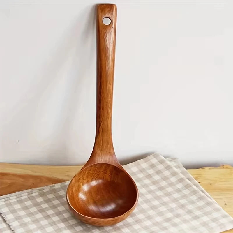 Non-Stick Wooden Cooking Spoon Set - Solid Food Safe Kitchen Utensils
