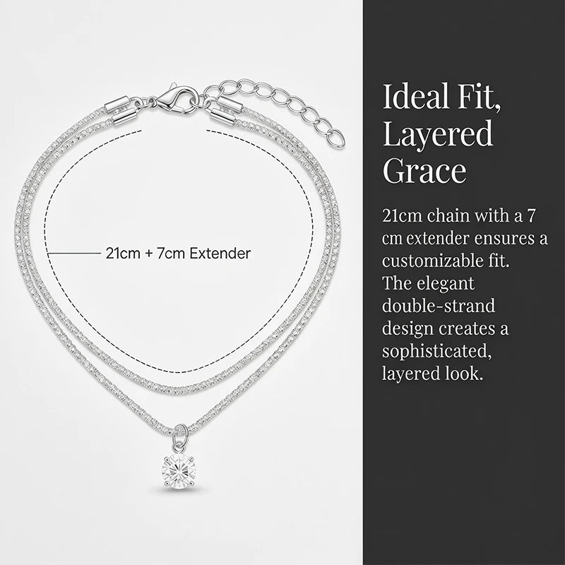 Adjustable Double Layer Cubic Zirconia Anklet for Beach & Summer Wear