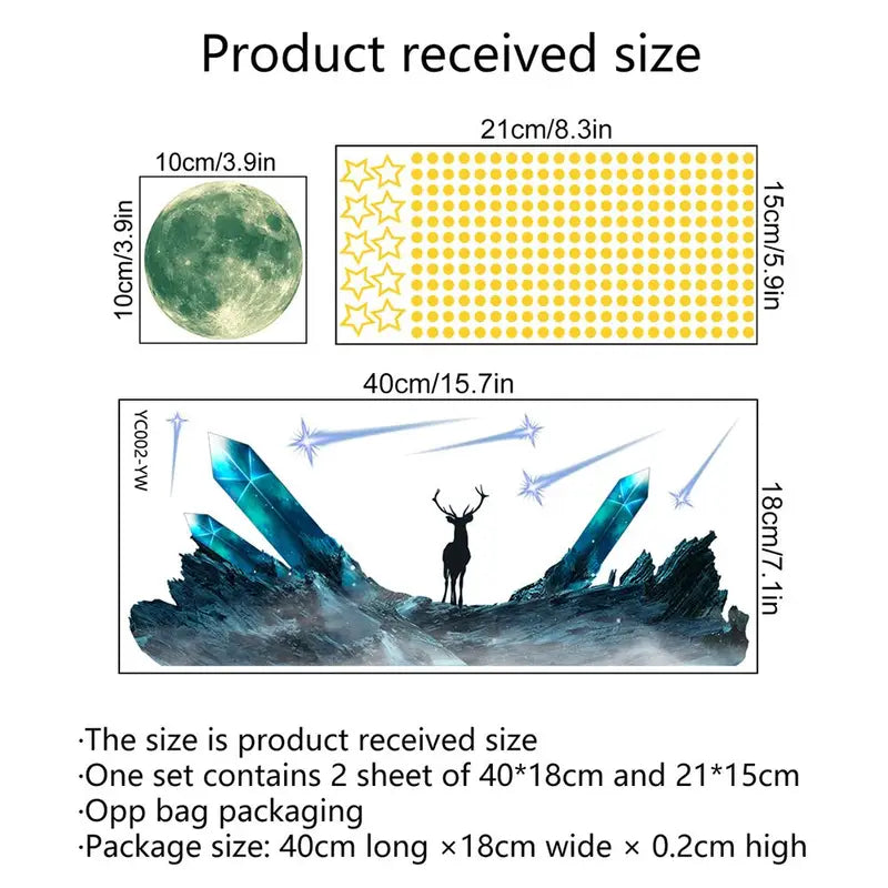 Luminous Wall Stickers Glow in the Dark Self-Adhesive Moon Decal Kids Bedroom Decor