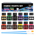 Fabric Paint Set 12 Colors Waterproof Fast-Drying Textile Paint for DIY Crafts