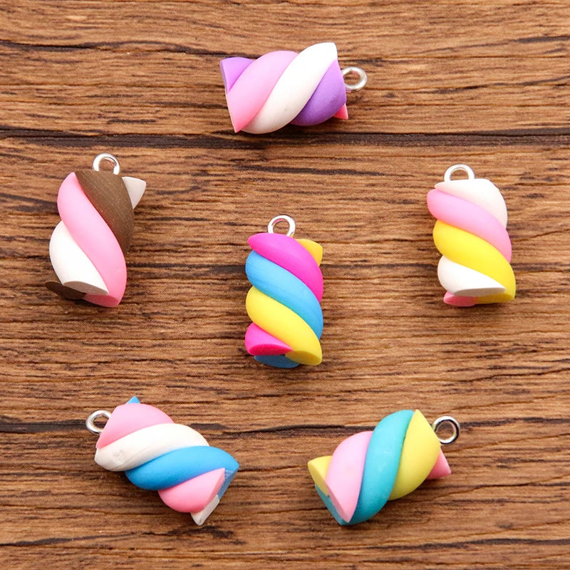 10Pcs 10x20mm Colored Cotton Candy Earring Charms Jewelry Findings Kit