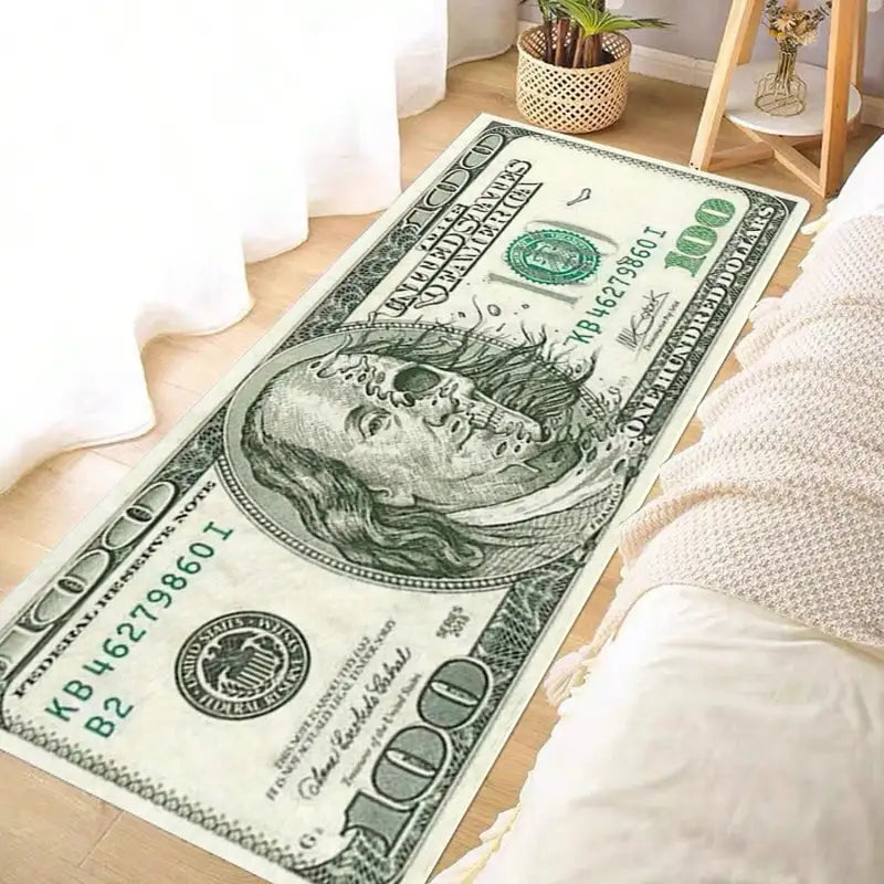 Rectangle Cartoon Style Dollar Bill Pattern Rug - Multi-Use Soft Area Carpet