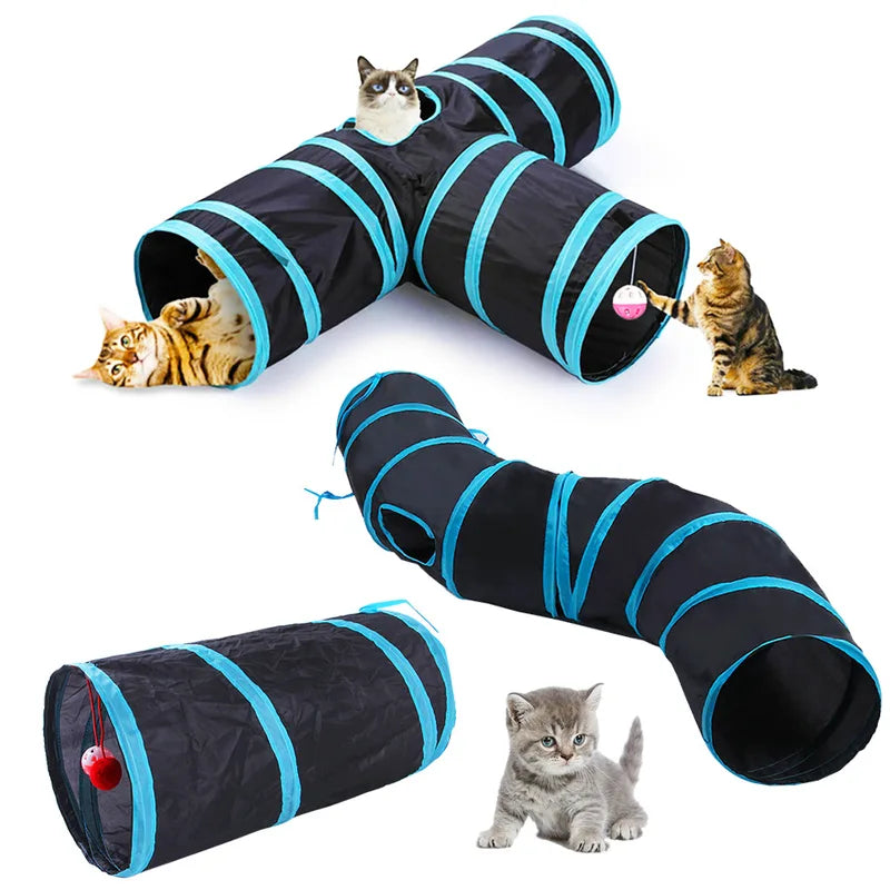 Foldable Cat Tunnel Toy for Indoor Play - Breathable, Multi-Shape, Collapsible Pet Tunnel