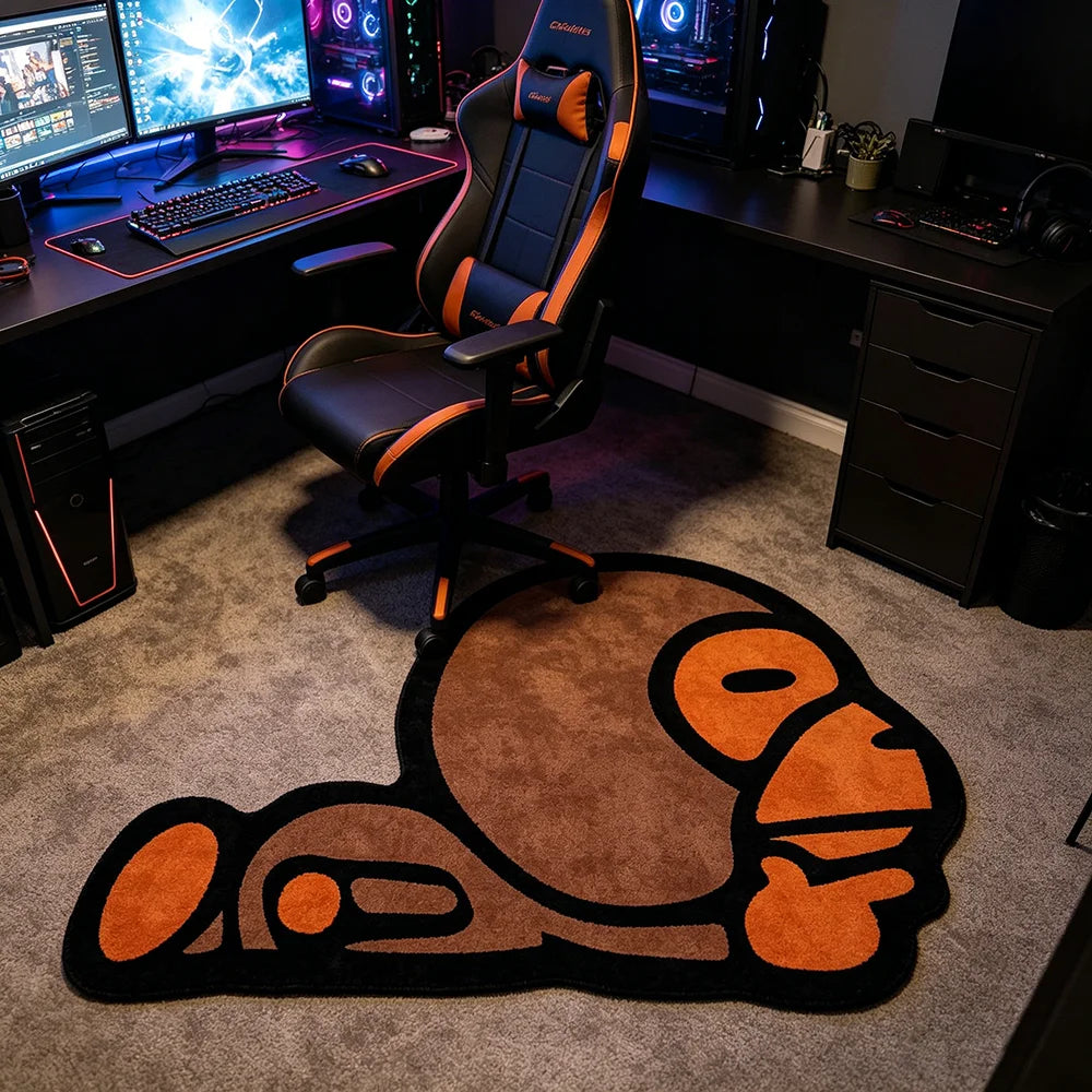 Creative Cartoon Monkey Rug - Unique Soft Carpet for Gaming Rooms & Bedroom Decor