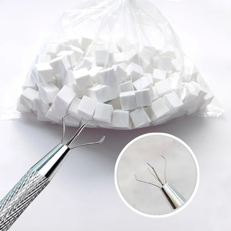 Stainless Steel Nail Art Sponge Tweezer Manicure Dotting Pen & Brush Tool