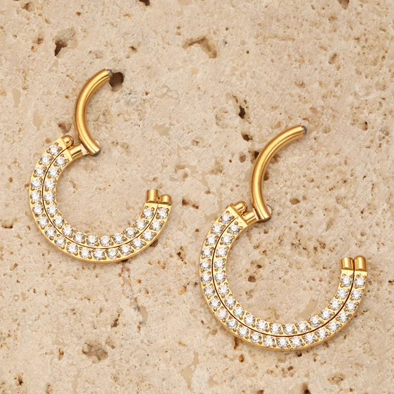 Titanium Septum & Nose Ring Hoop with CZ Segment Body Jewelry