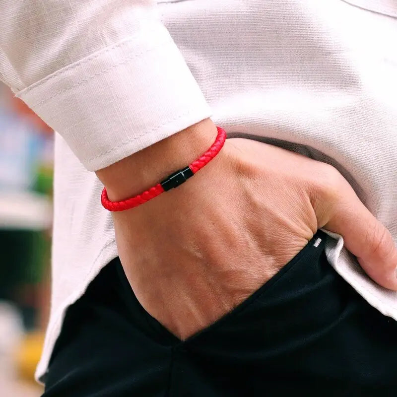 Men Bracelet Set Lucky Red Keel Rope Surfer Nautical Fabric Accessories Gift for Him